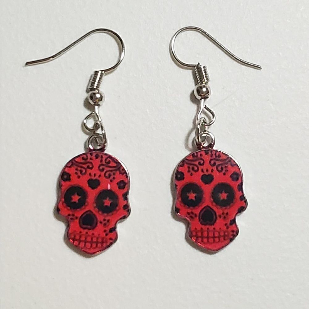 Handmade Halloween Day of the Dead Dia De Muertos skull earrings